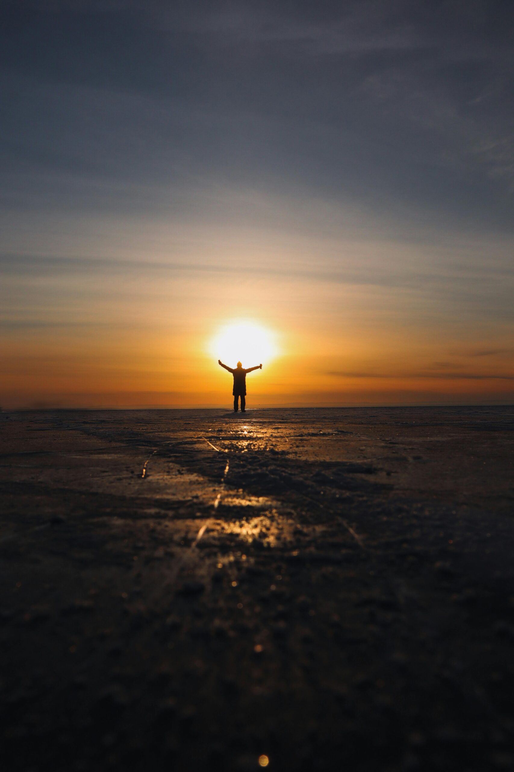 Silhouette of a Man During Sunset